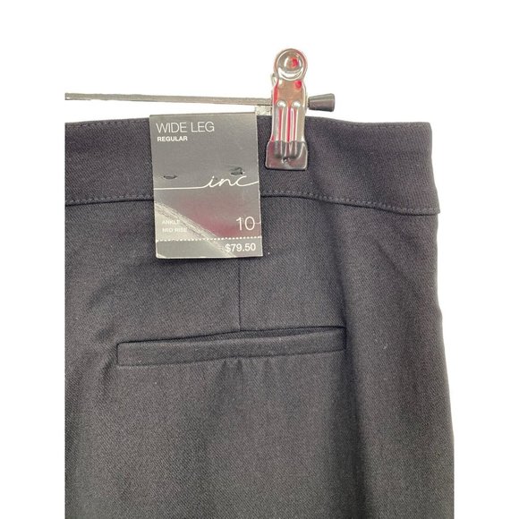 INC International Concept Womens Size 10 Black Wide‎ Leg Pants Zipper NWT Career - Picture 4 of 9